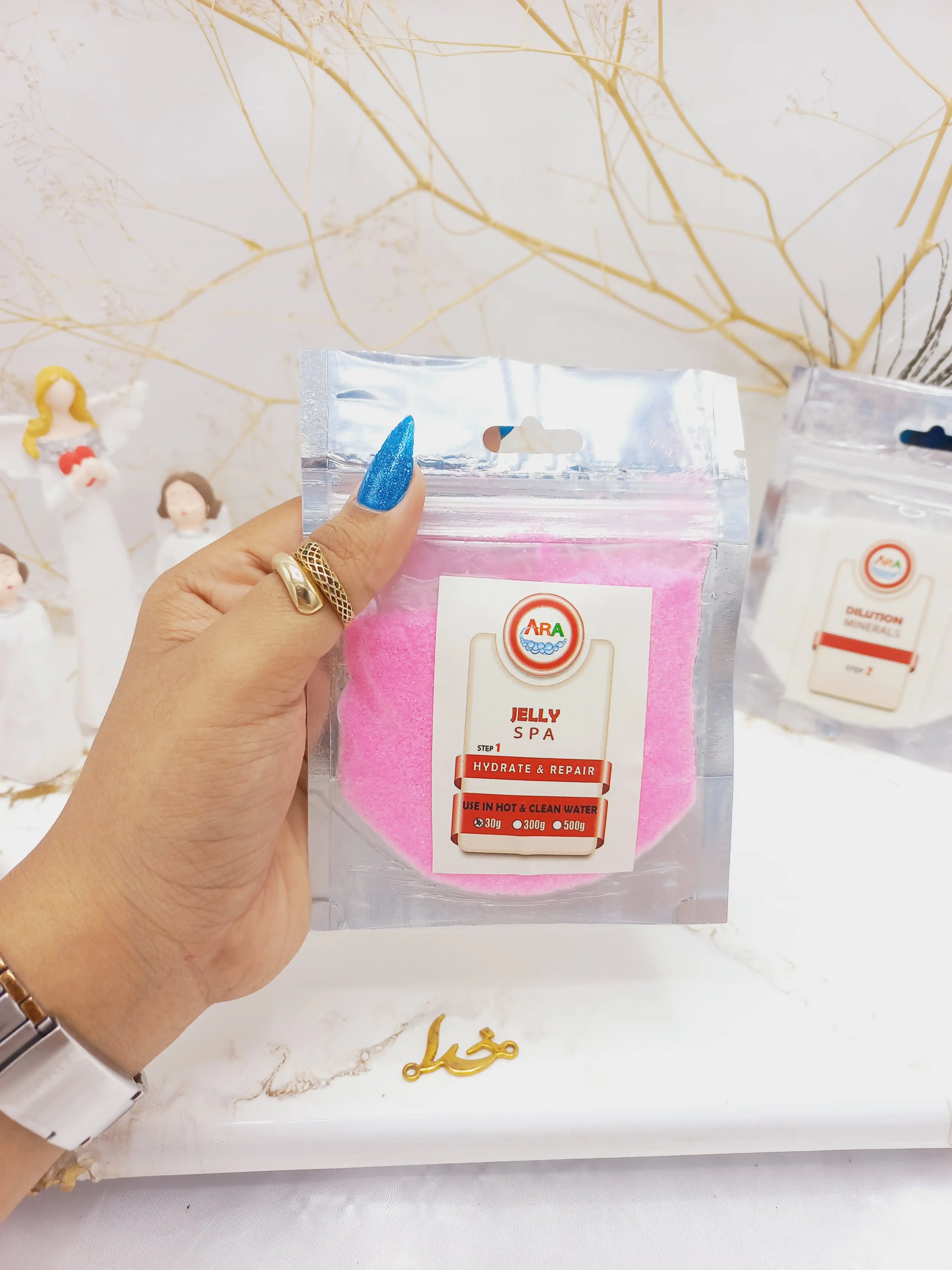 پودر پدی ژل همراه با حلال دست ساز گیاهی ARA (صورتی و بنفش)