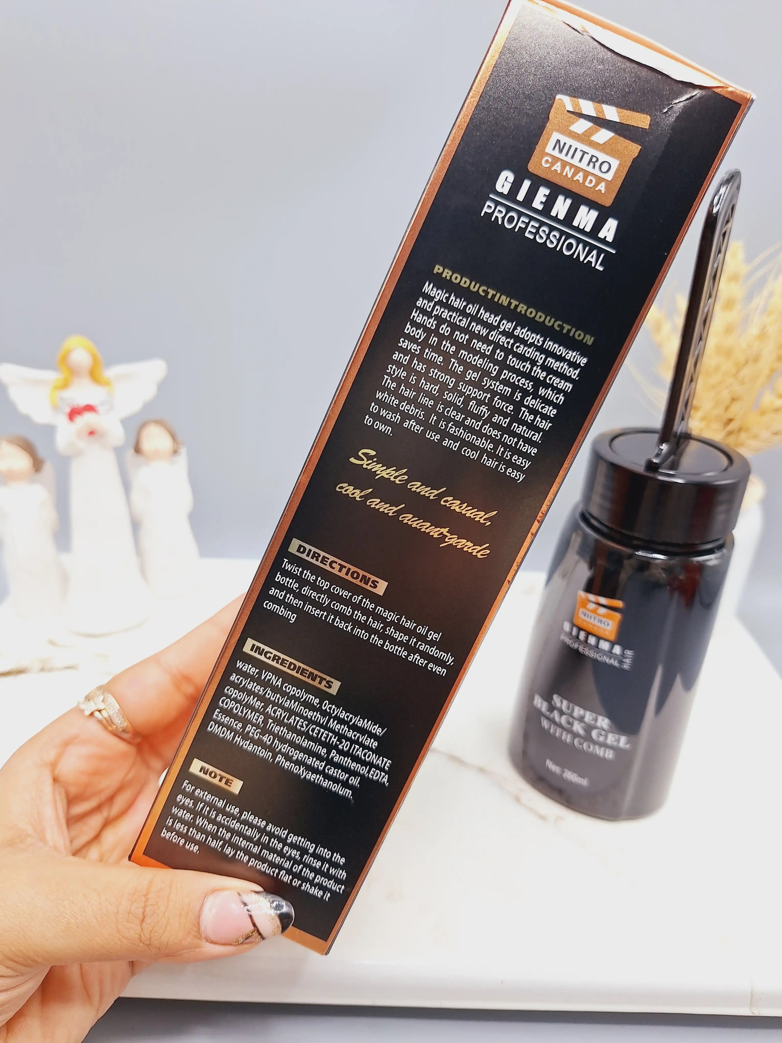 ژل فوق العاده سیاه با شانه حرفه ای نیترو کد 2538