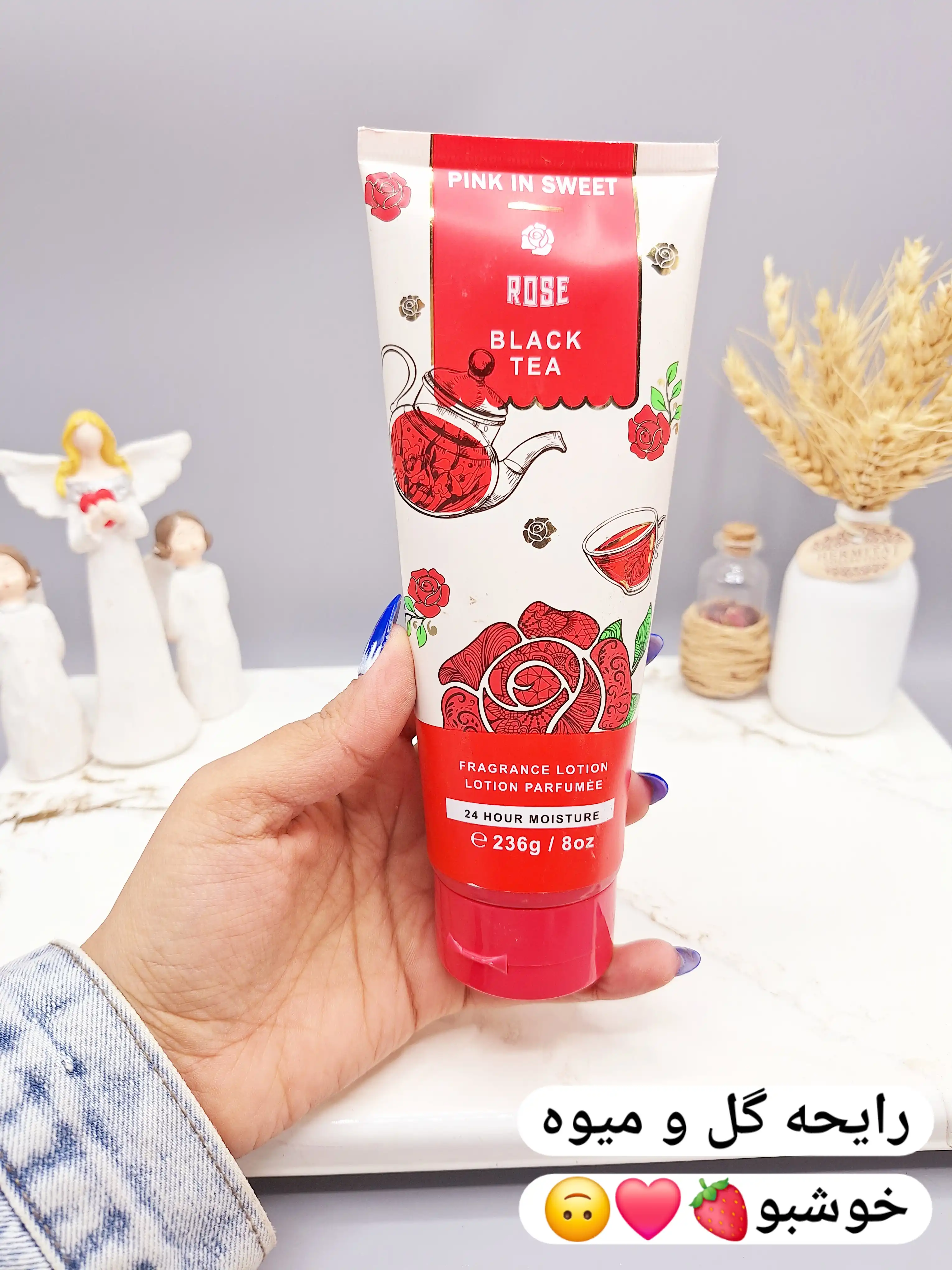 لوسیون عطری فوق العاده خوشبو و آبرسان برند PINK IN SWEET حجم 236 گرم مدل ROSE BLACK TEA کد 5357