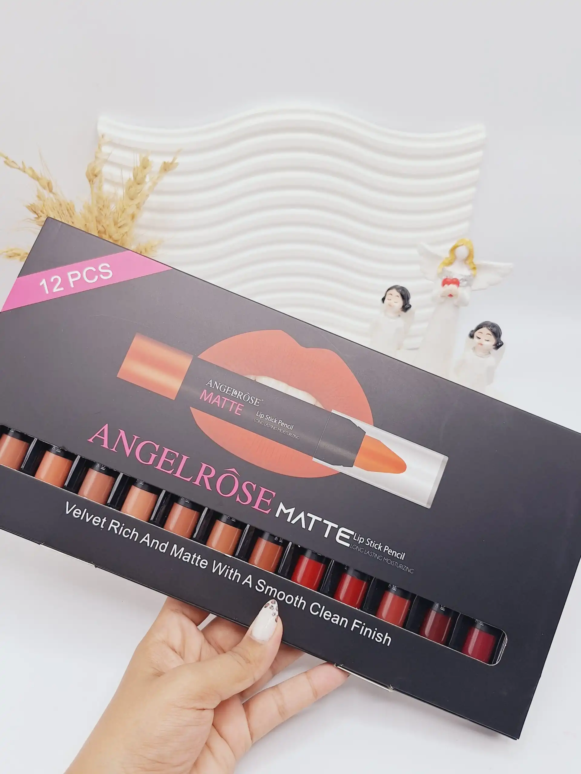 پک رژ لب 12 تایی پیچی مات برند ANGELROSE کد ۰۸۱۷