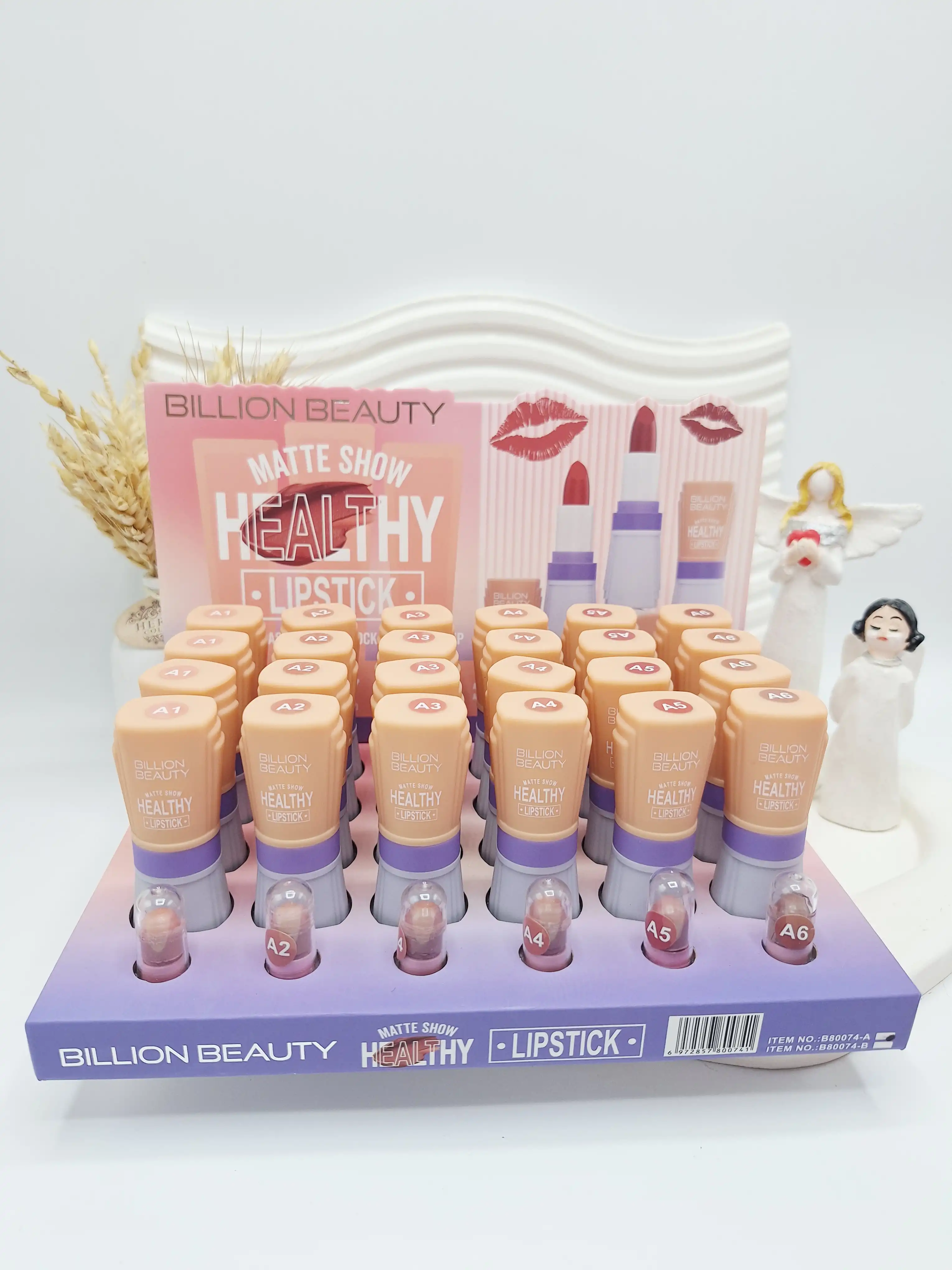رژلب تکی نرم و مات برند شو برند BILLION BEAUTY کد ۸۰۰۷۴