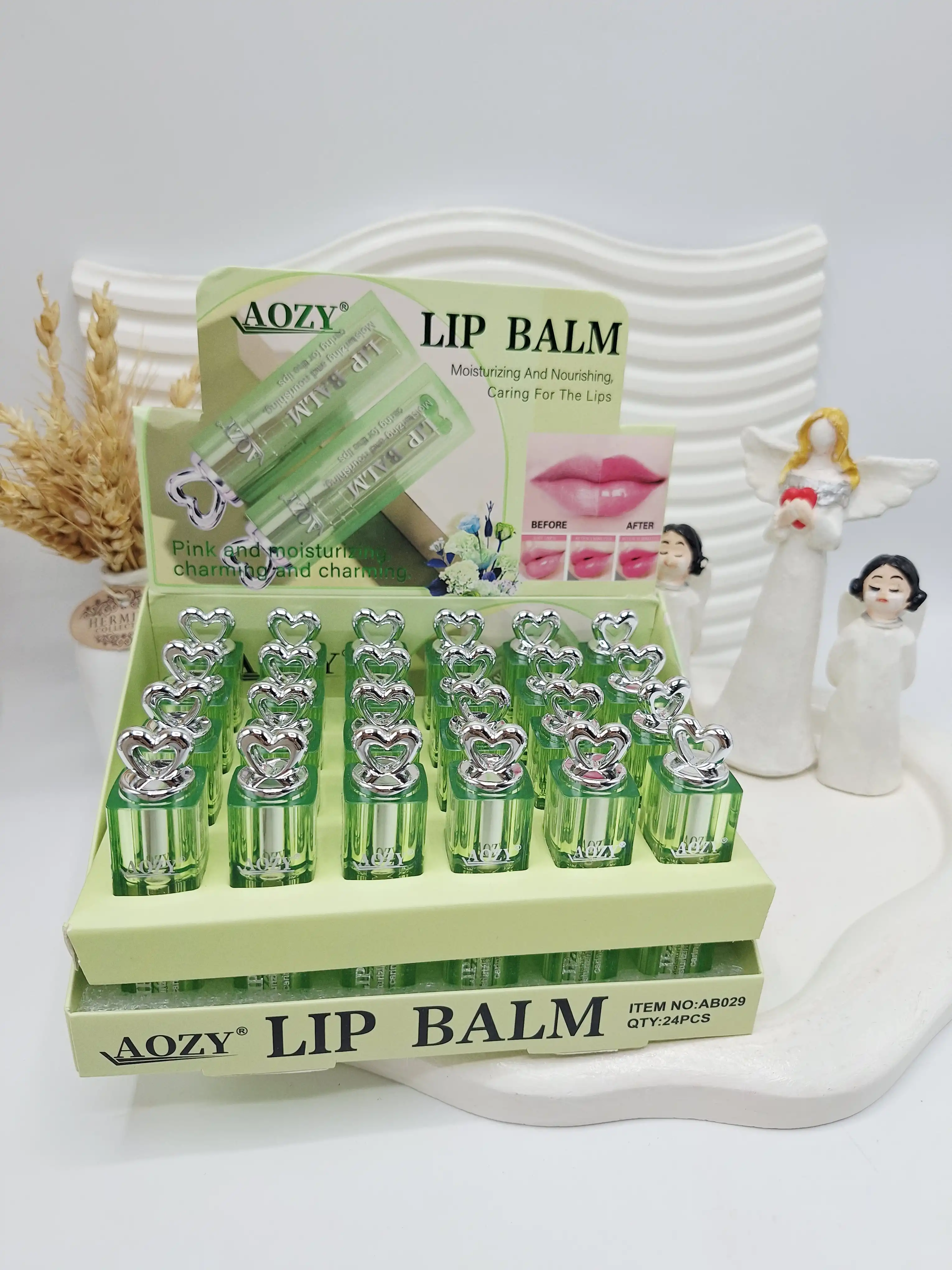 بالم لب پرطرفدار حرارتی سر قلبی آلوئه ورا برند AOZY کد 029